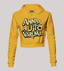 Anna Auto Varuma Women's Crop Hoodies in Mustard Yellow Color