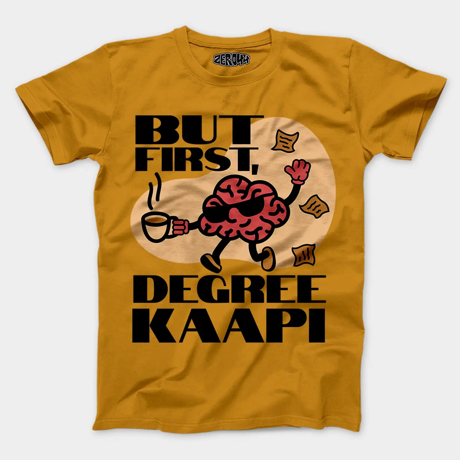 But First Degree Kaapi Men/Unisex T-Shirt in Mustard Yellow Color