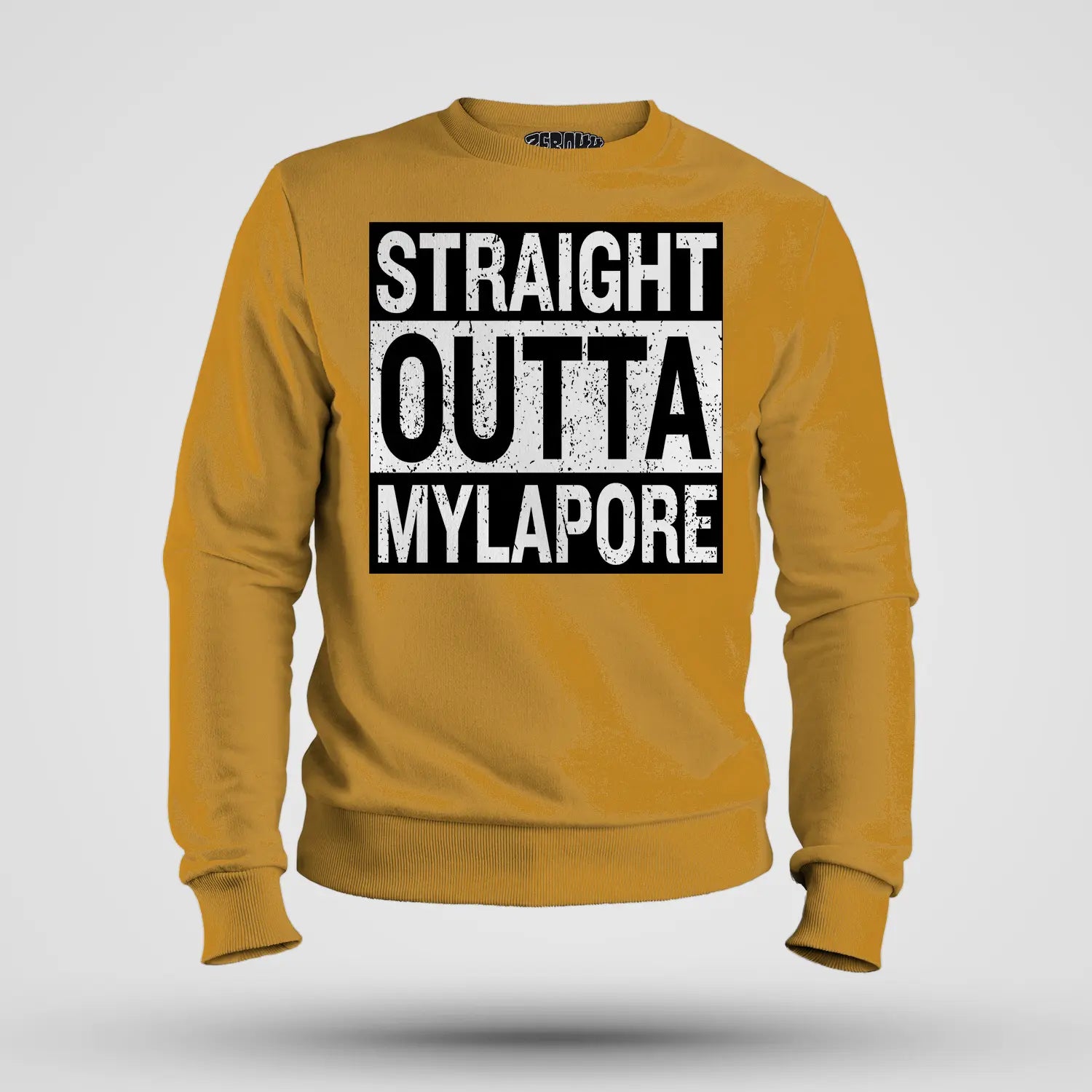 Straight Outta Mylapore Men/Unisex Sweatshirt in Mustard Yellow Color