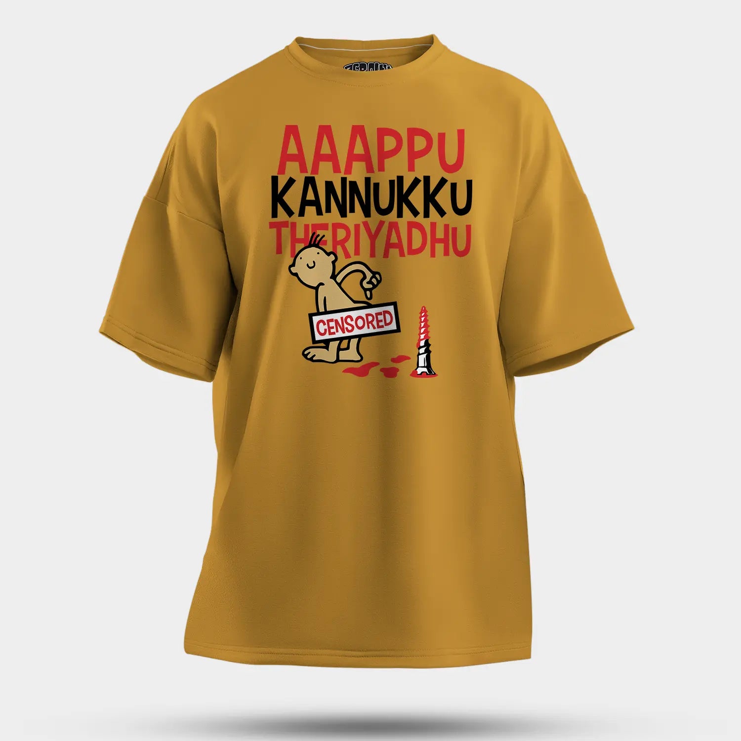 Aaappu Kannukku Theriyadhu Men/Unisex Oversized T-Shirt in Mustard Yellow Color