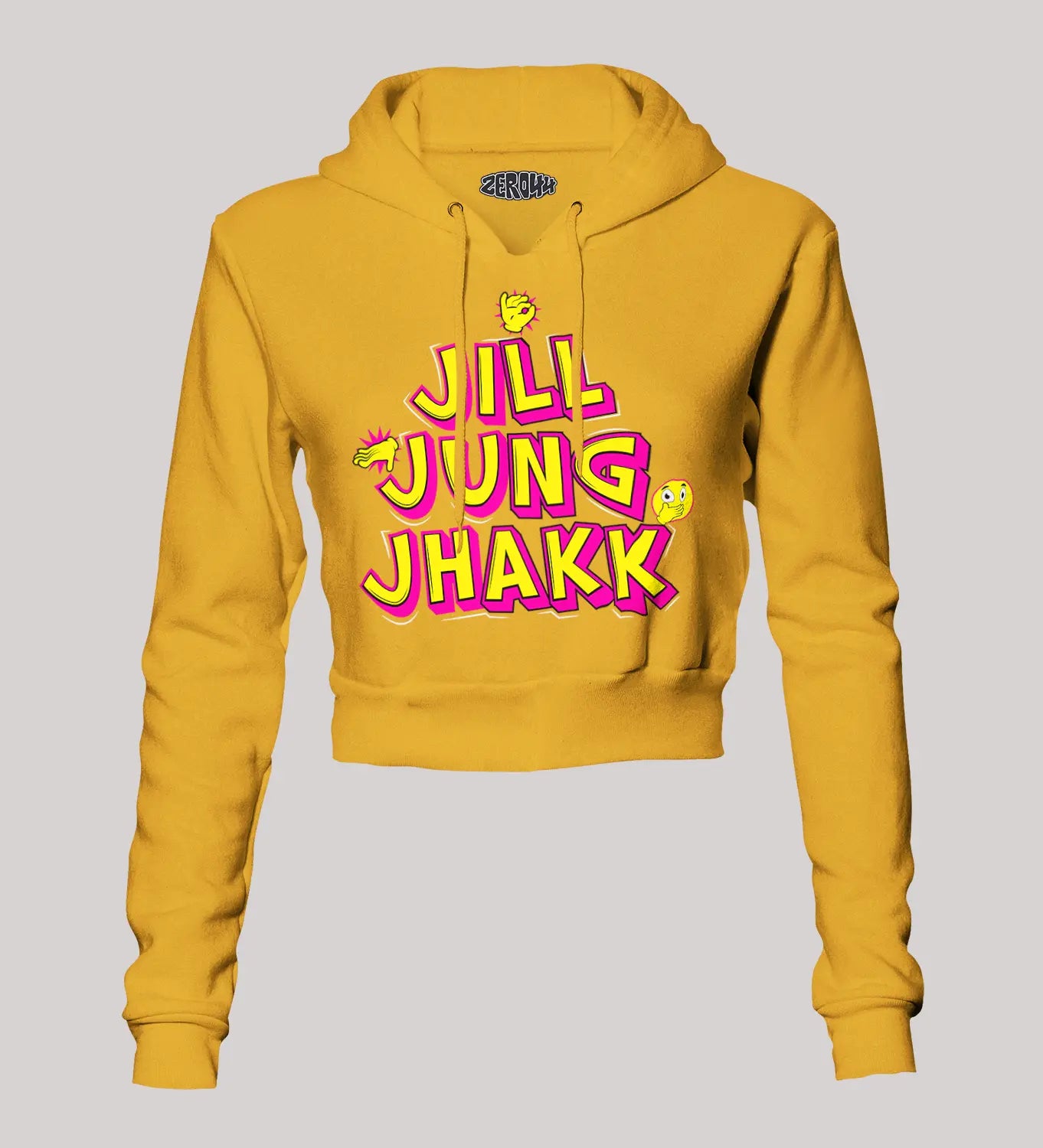 Jill Jung Jhakk Women's Crop Hoodies in Mustard Yellow Color