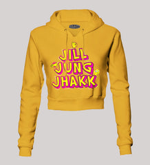 Jill Jung Jhakk Women's Crop Hoodies in Mustard Yellow Color