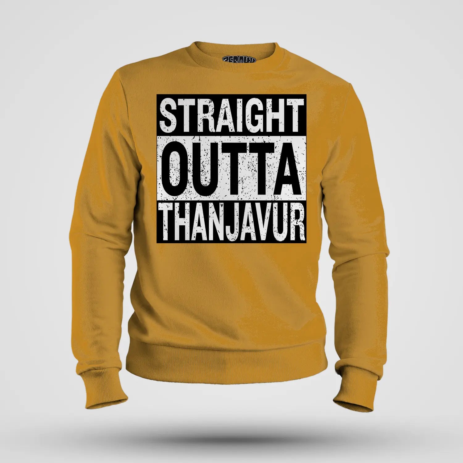 Straight Outta Thanjavur Men/Unisex Sweatshirt in Mustard Yellow Color