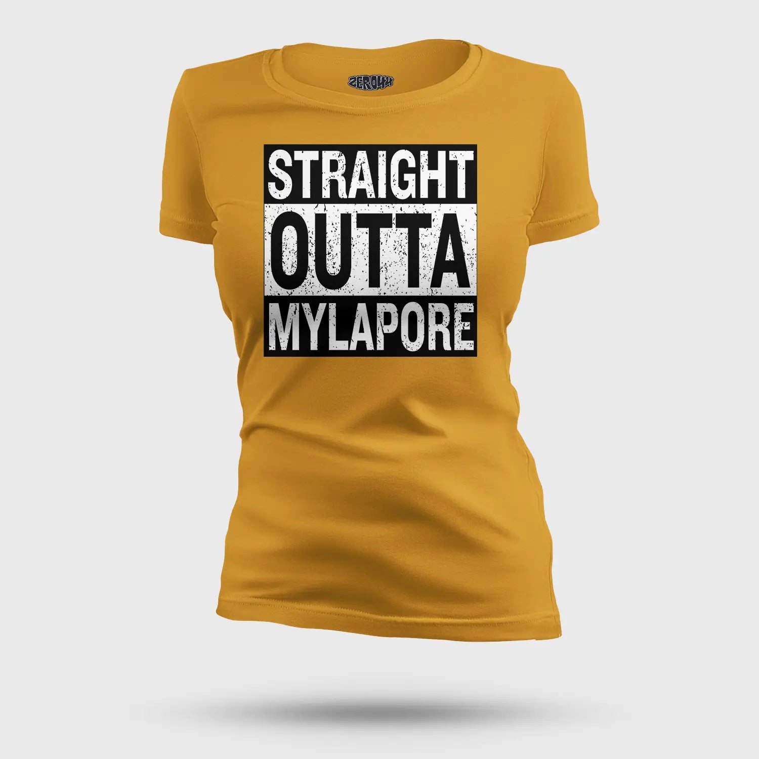Straight Outta Mylapore Women's T-Shirt in Mustard Yellow Color