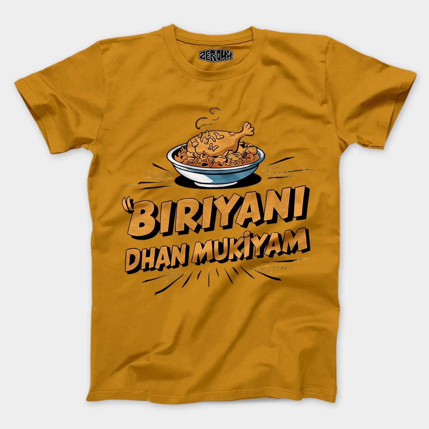 Biriyani Dhan Mukiyam Men/Unisex T-Shirt in Mustard Yellow Color