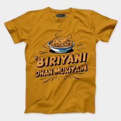 Biriyani Dhan Mukiyam Men/Unisex T-Shirt in Mustard Yellow Color
