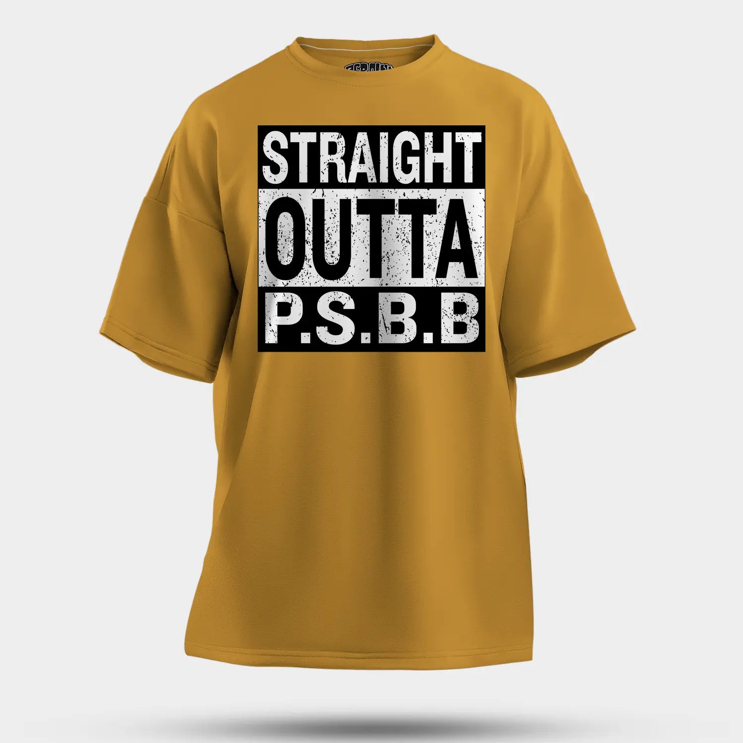 Straight Outta Psbb Men/Unisex Oversized T-Shirt in Mustard Yellow Color