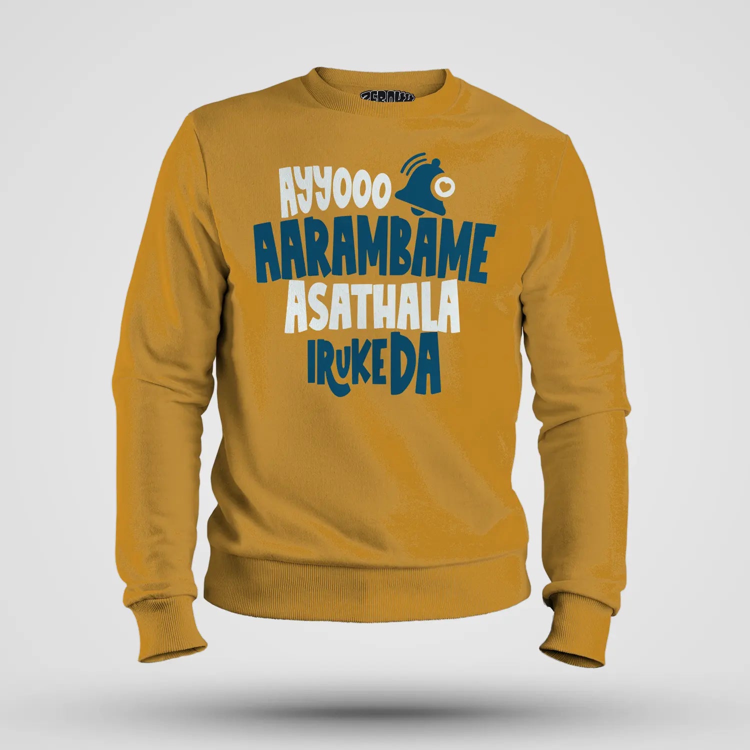 Ayyooo Aarambame Asathala Iruke Da Men/Unisex Sweatshirt in Mustard Yellow Color