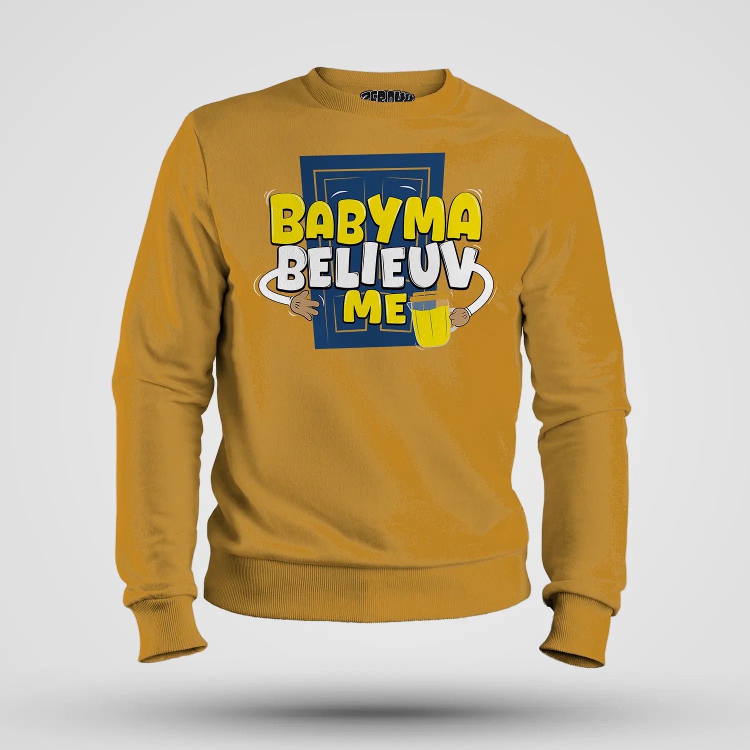 Babyma Belieuv Me Men/Unisex Sweatshirt in Mustard Yellow Color