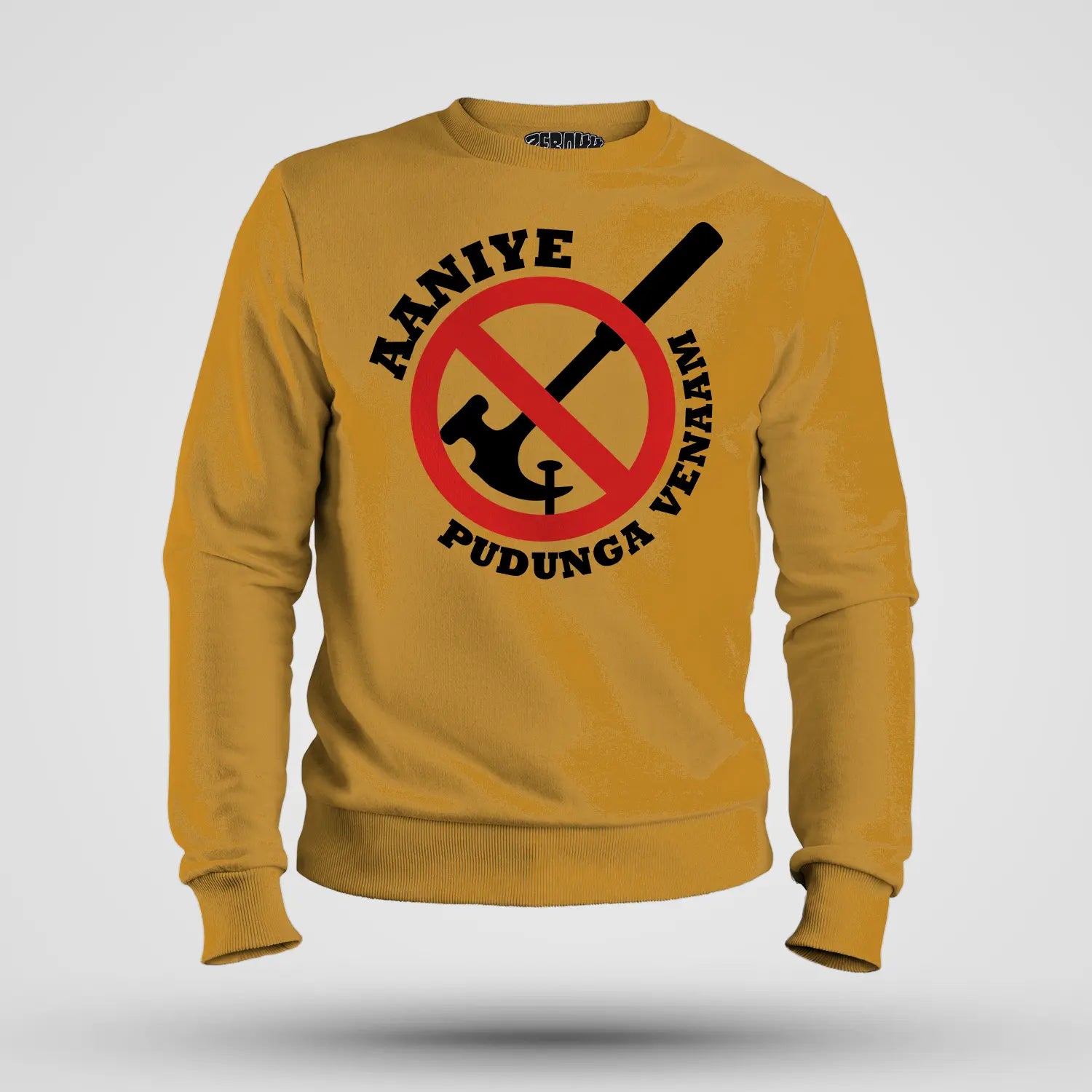 Aaniye Pudunga Venaam Men/Unisex Sweatshirt in Mustard Yellow Color