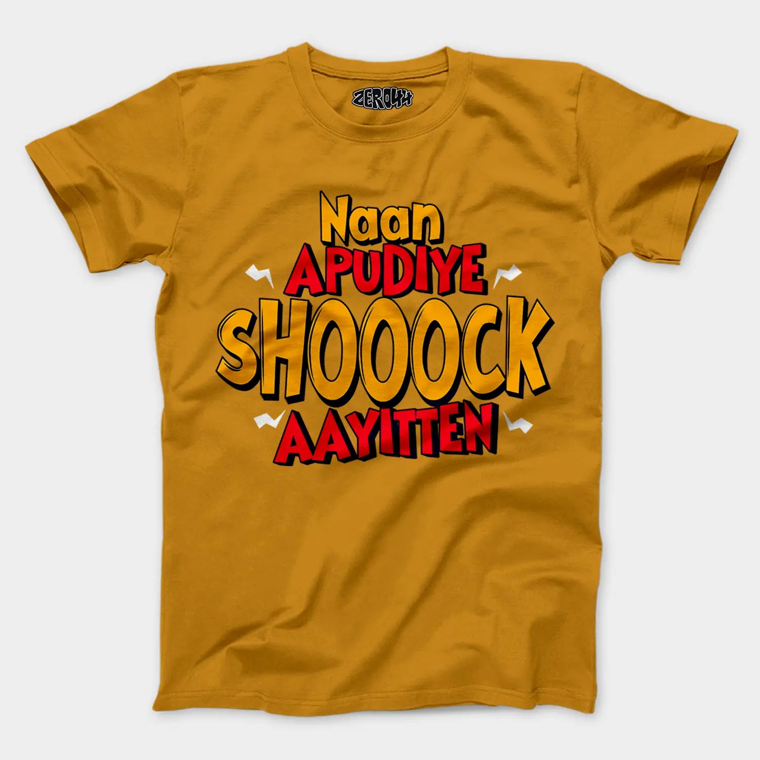 Naan Apudiye Shoooock Aayitten Men/Unisex T-Shirt in Mustard Yellow Color