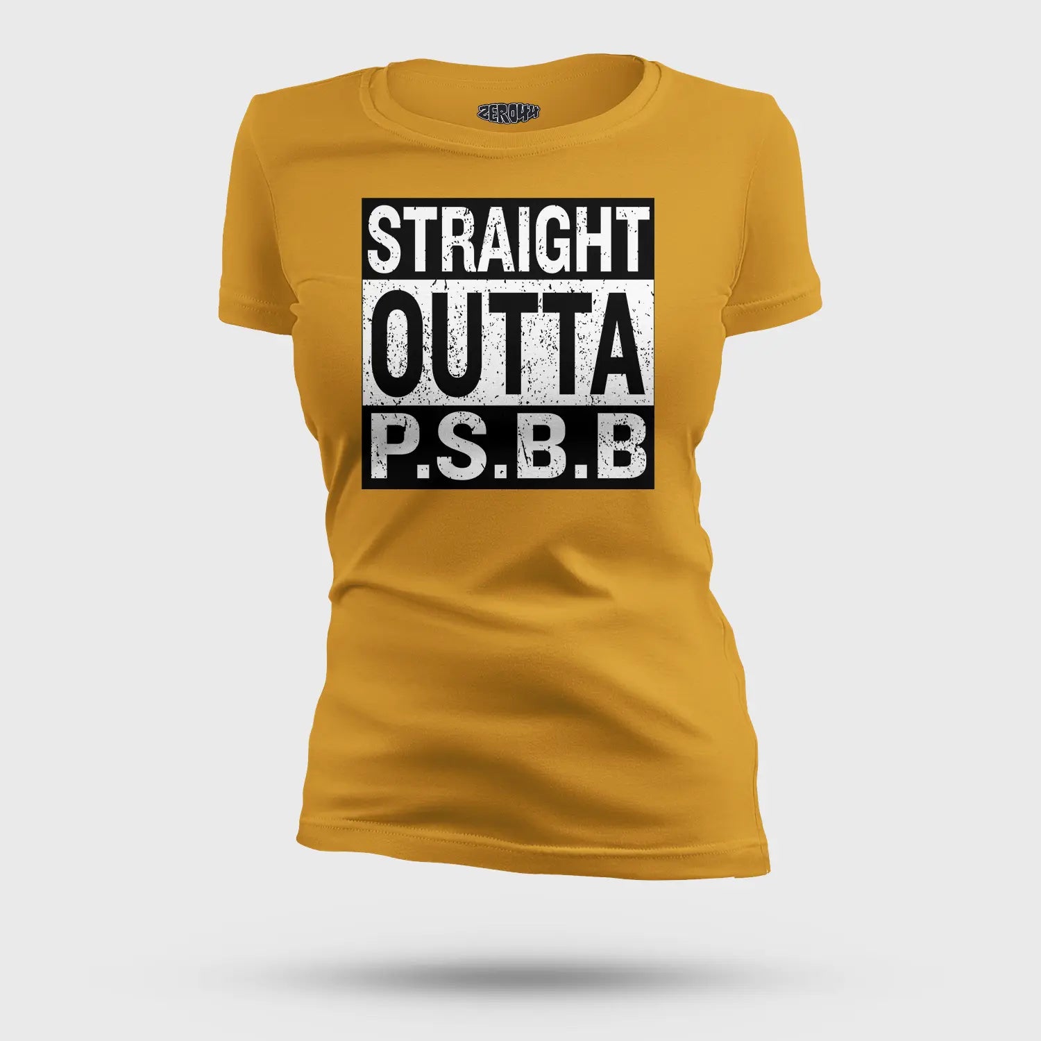 Straight Outta Psbb Women's T-Shirt in Mustard Yellow Color
