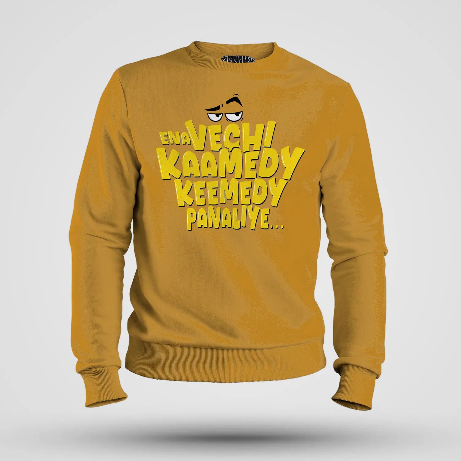Ena Vechi Kaamedy Keemady Panaliye Men/Unisex Sweatshirt in Mustard Yellow Color