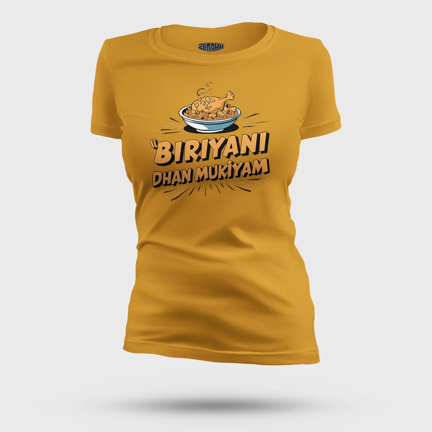 Biriyani Dhan Mukiyam Women's T-Shirt in Mustard Yellow Color