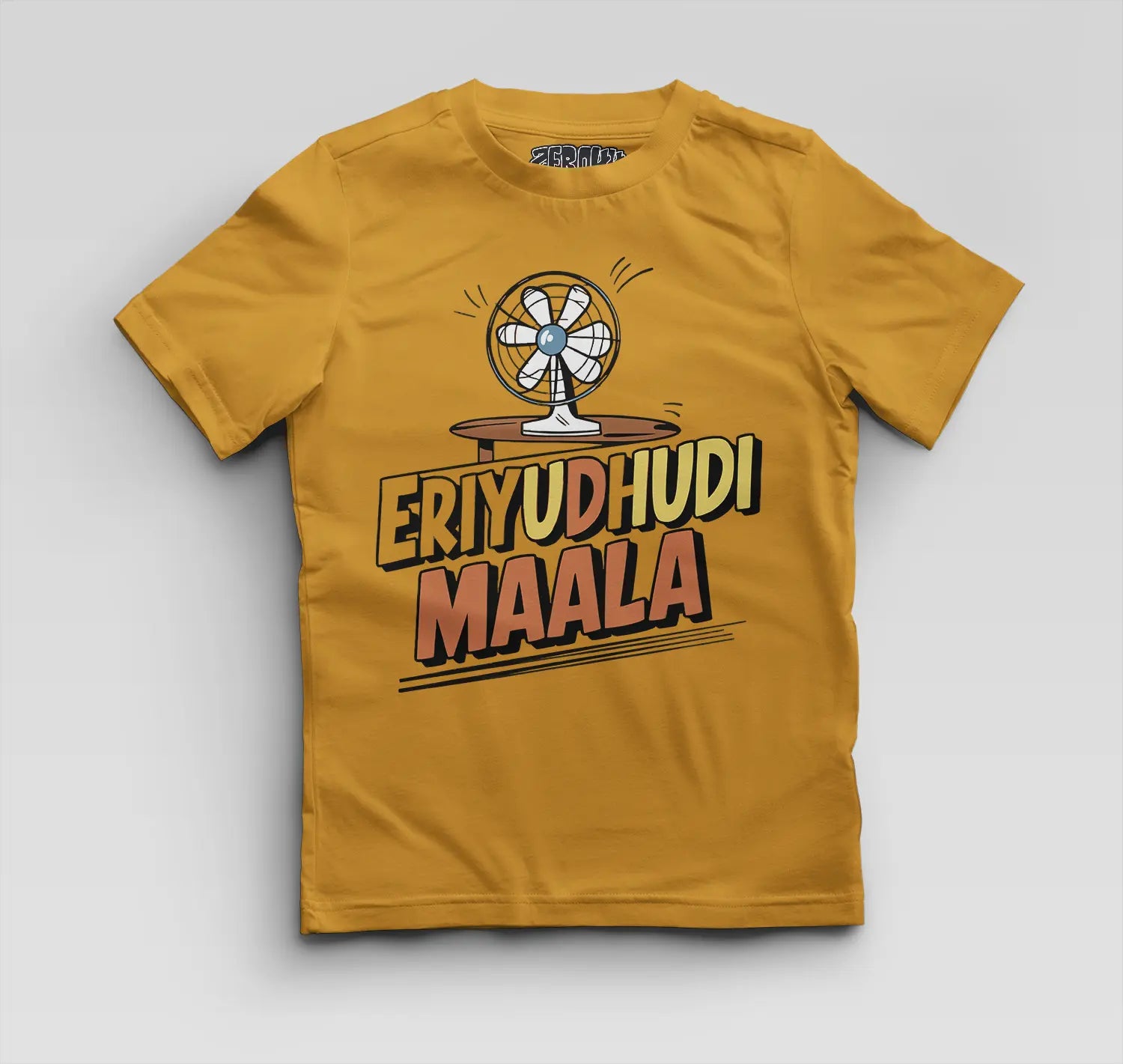 Eriyudhudi Maala Boys Round Neck T-Shirt in Mustard Yellow Color