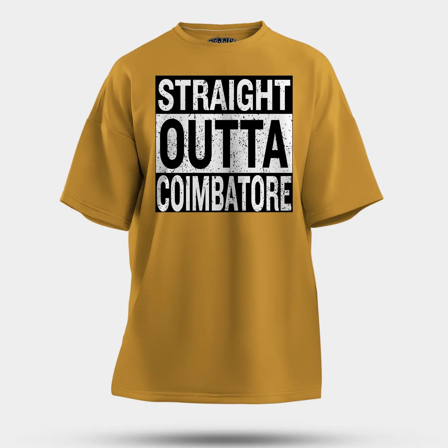 Straight Outta Coimbatore Men/Unisex Oversized T-Shirt in Mustard Yellow Color