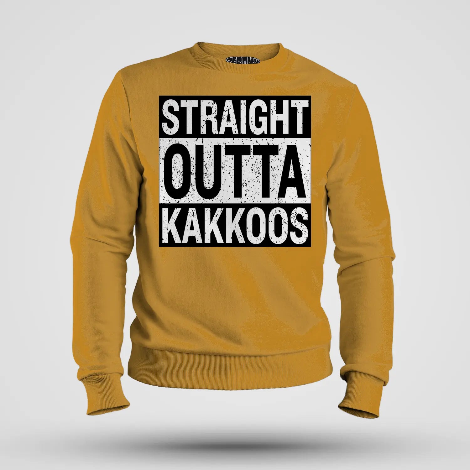 Straight Outta Kakkoos Men/Unisex Sweatshirt in Mustard Yellow Color
