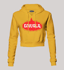 Goiyala Women's Crop Hoodies in Mustard Yellow Color