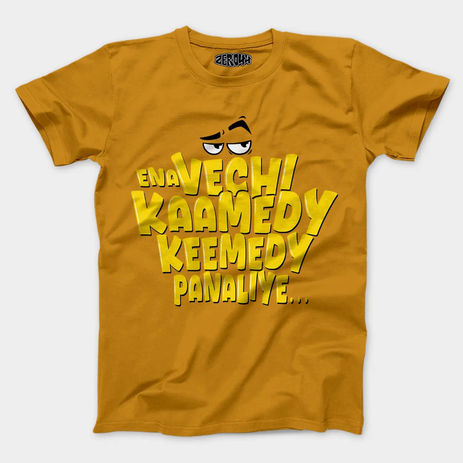 Ena Vechi Kaamedy Keemady Panaliye Men/Unisex T-Shirt in Mustard Yellow Color