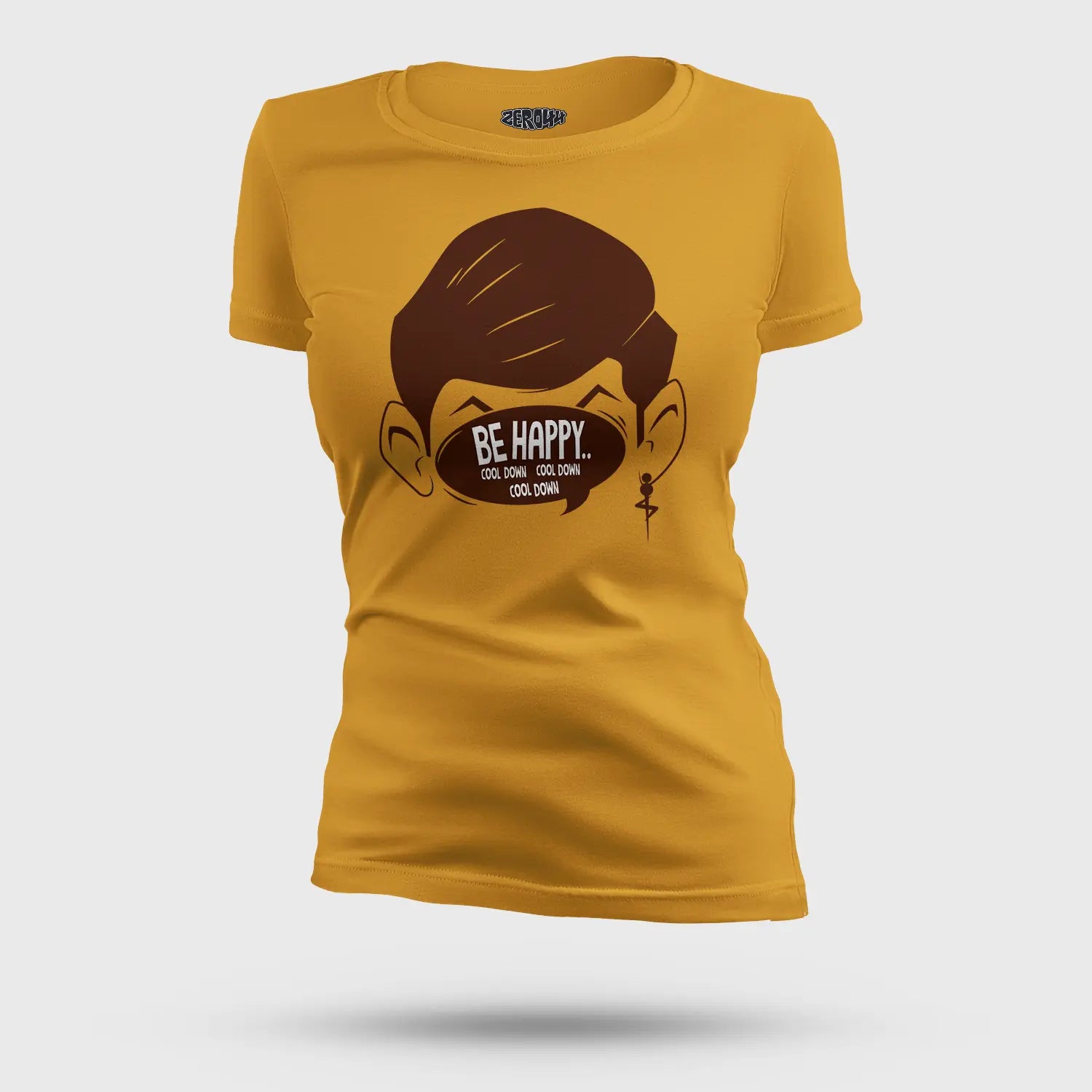Be Happy Cool Down Cool Down Cool Down Women's T-Shirt in Mustard Yellow Color