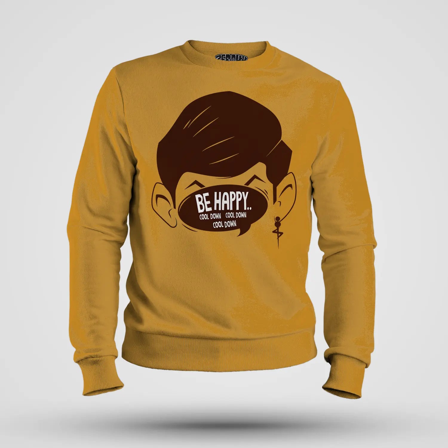 Be Happy Cool Down Cool Down Cool Down Men/Unisex Sweatshirt in Mustard Yellow Color