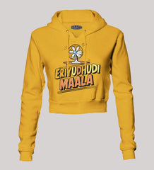 Eriyudhudi Maala Women's Crop Hoodies in Mustard Yellow Color
