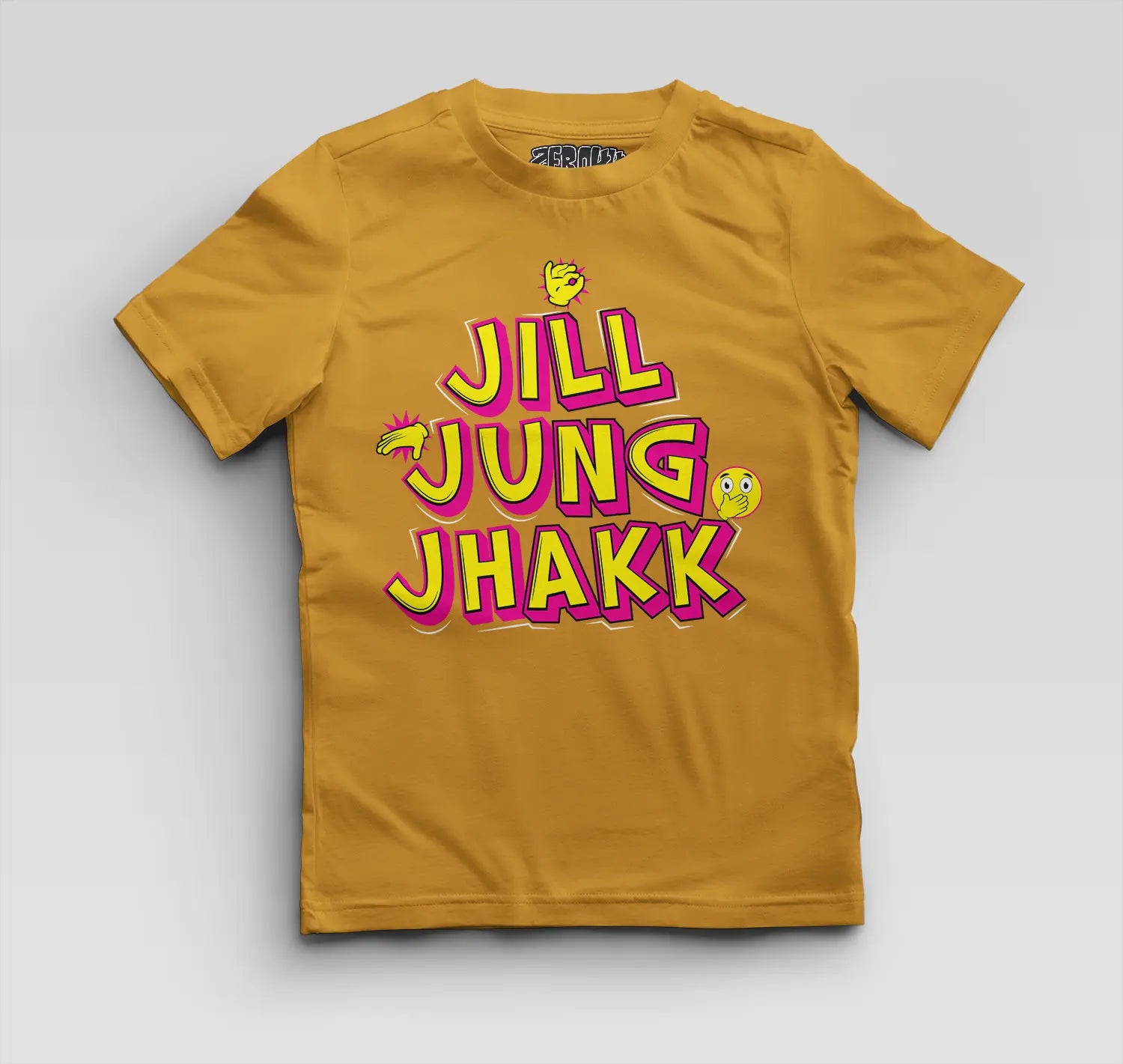 Jill Jung Jhakk Boys Round Neck T-Shirt in Mustard Yellow Color