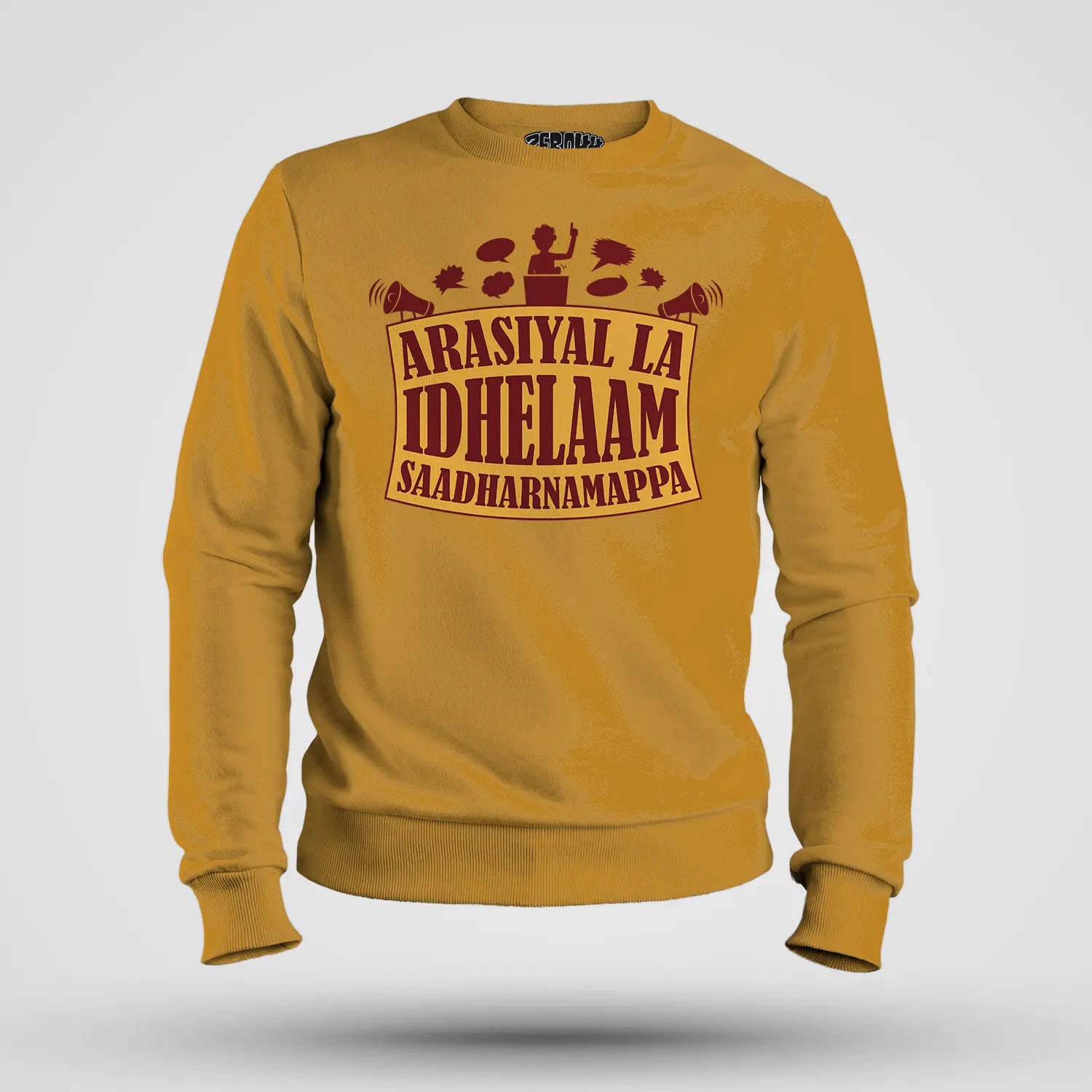 Arasiyal La Idhellam Saadharnamappa Men/Unisex Sweatshirt in Mustard Yellow Color