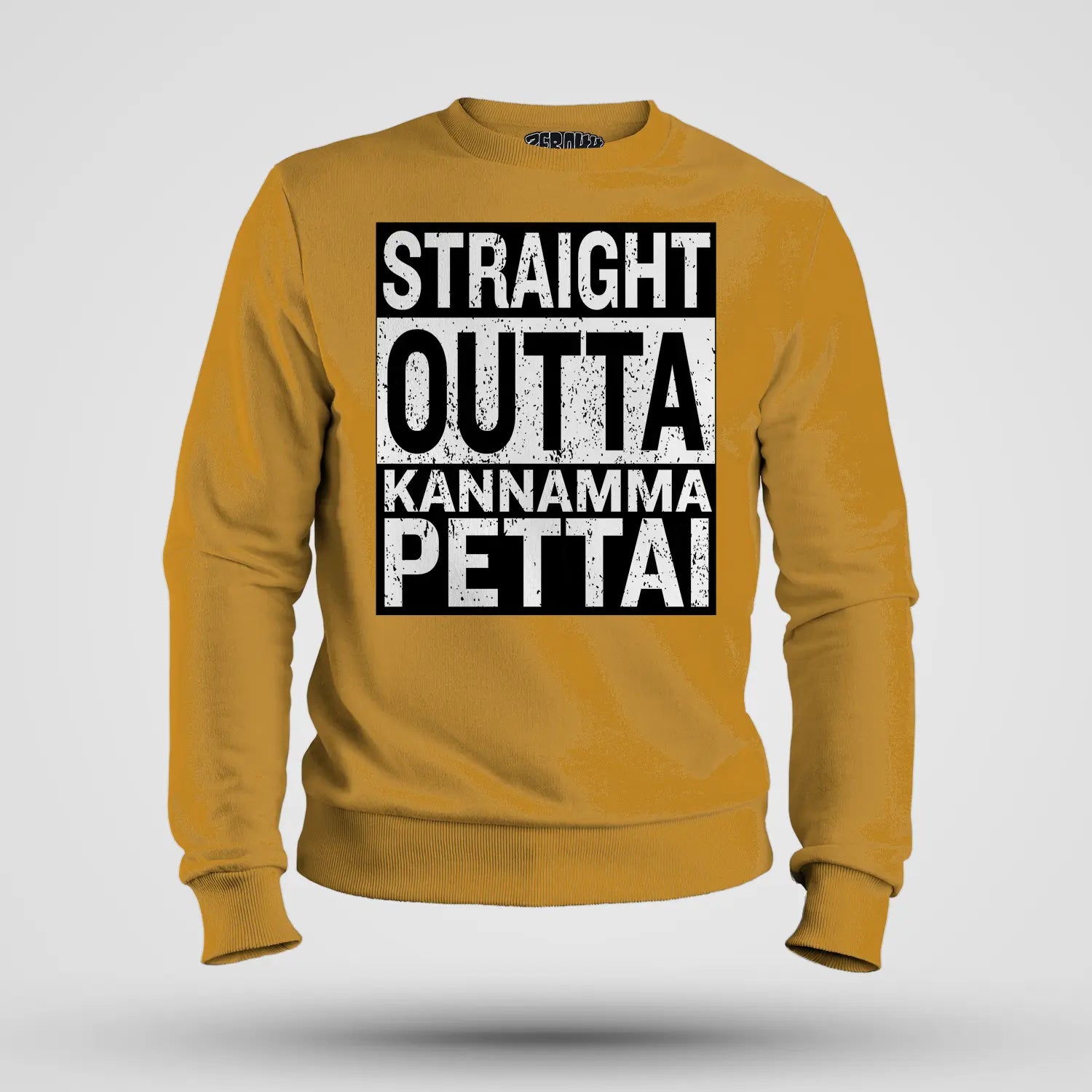 Straight Outta Kannamma Pettai Men/Unisex Sweatshirt in Mustard Yellow Color