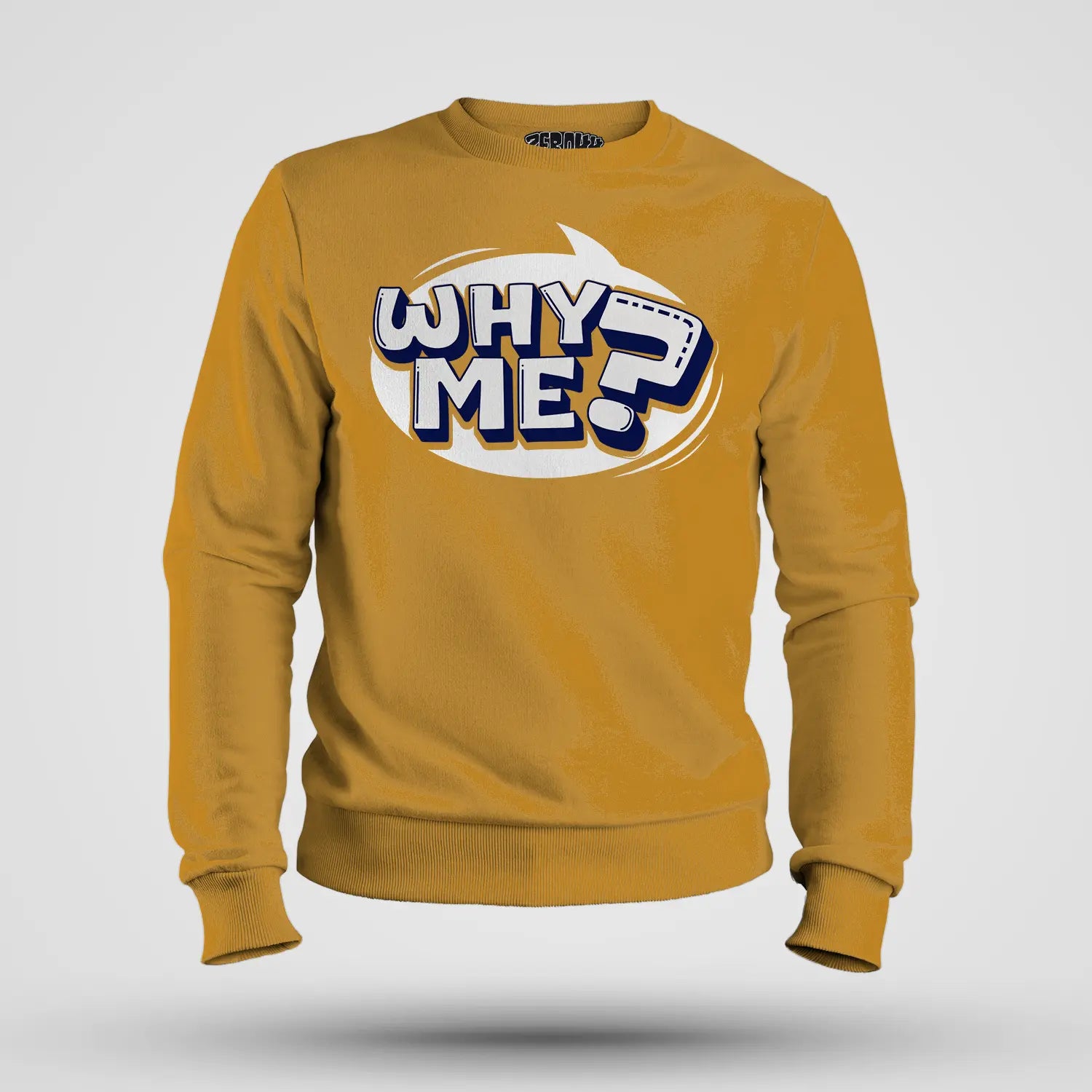 Why Me? Men/Unisex Sweatshirt in Mustard Yellow Color