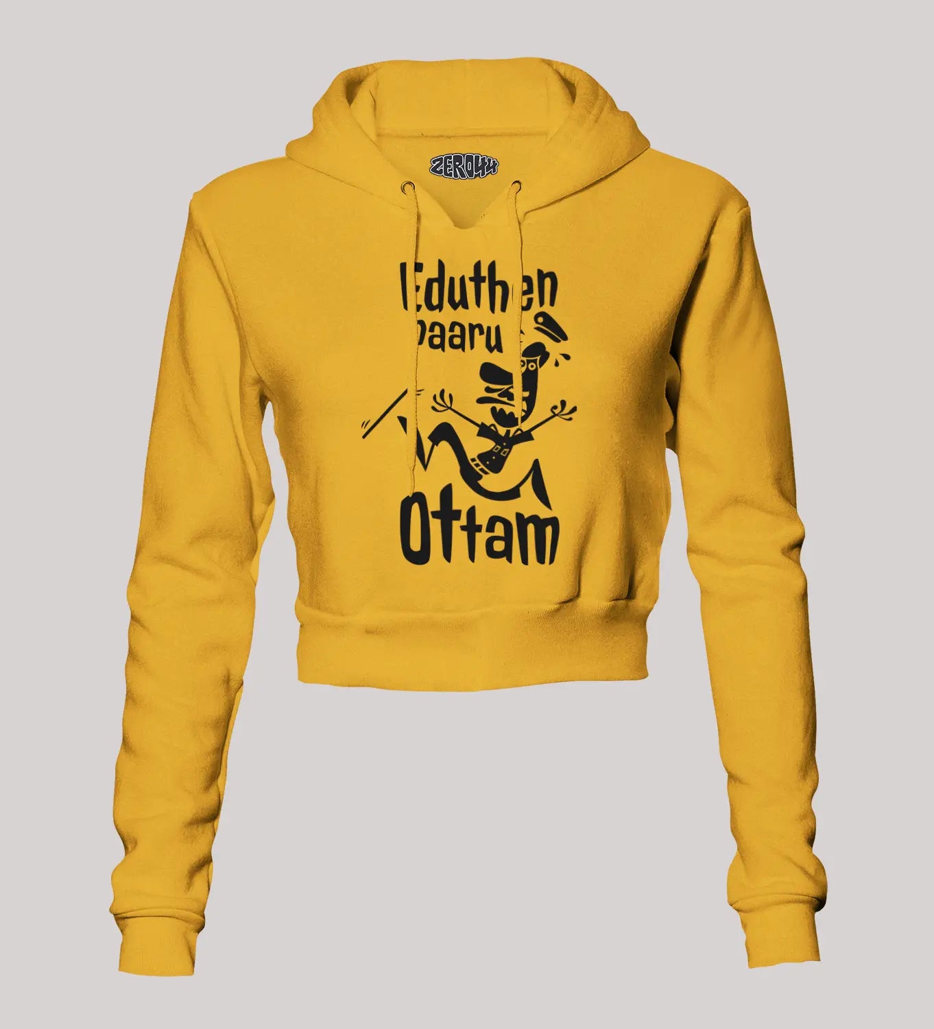 Eduthen Paaru Ottam Women's Crop Hoodies in Mustard Yellow Color
