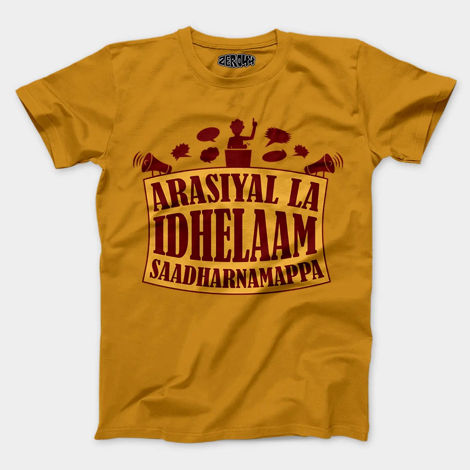 Arasiyal La Idhellam Saadharnamappa Men/Unisex T-Shirt in Mustard Yellow Color