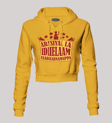Arasiyal La Idhellam Saadharnamappa Women's Crop Hoodies in Mustard Yellow Color