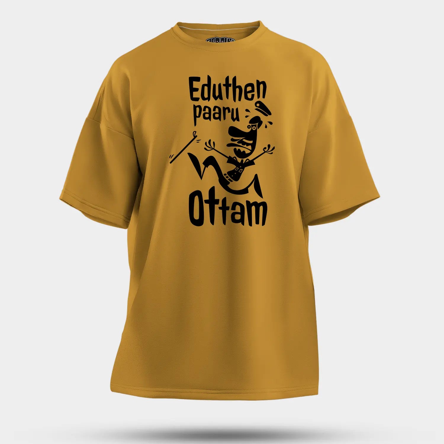 Eduthen Paaru Ottam Men/Unisex Oversized T-Shirt in Mustard Yellow Color