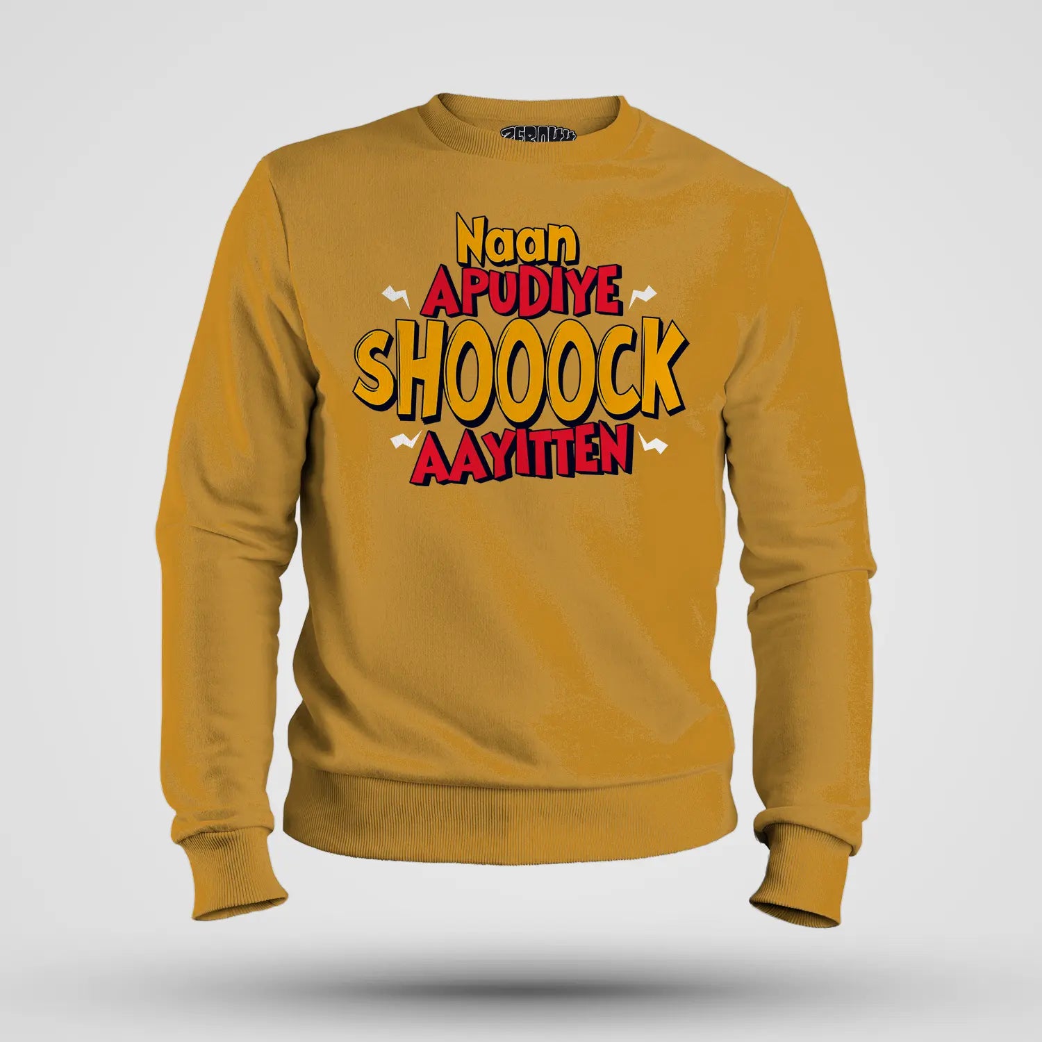 Naan Apudiye Shoooock Aayitten Men/Unisex Sweatshirt in Mustard Yellow Color