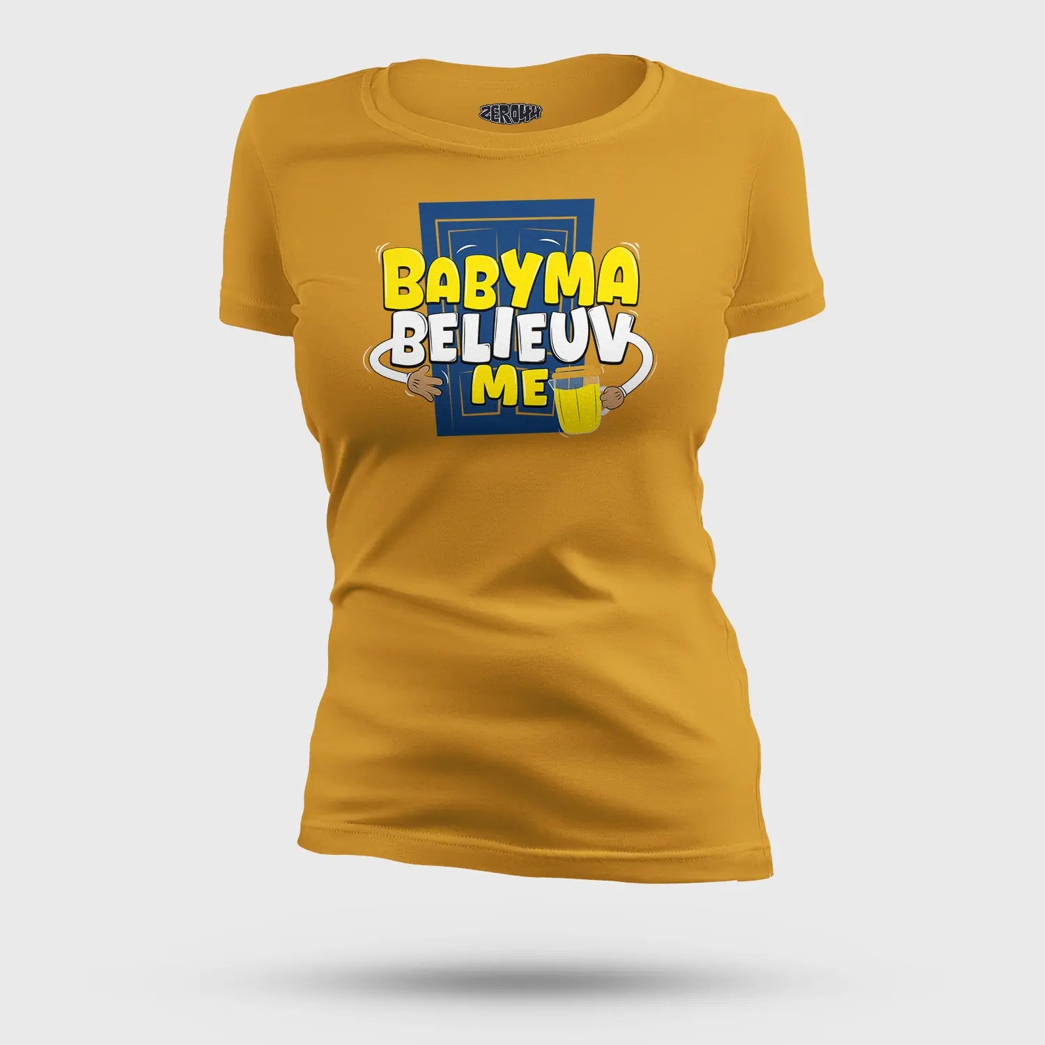 Babyma Belieuv Me Women's T-Shirt in Mustard Yellow Color