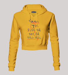 Naan 7Th Pass Na, Neenge Sslc Fail Women's Crop Hoodies in Mustard Yellow Color