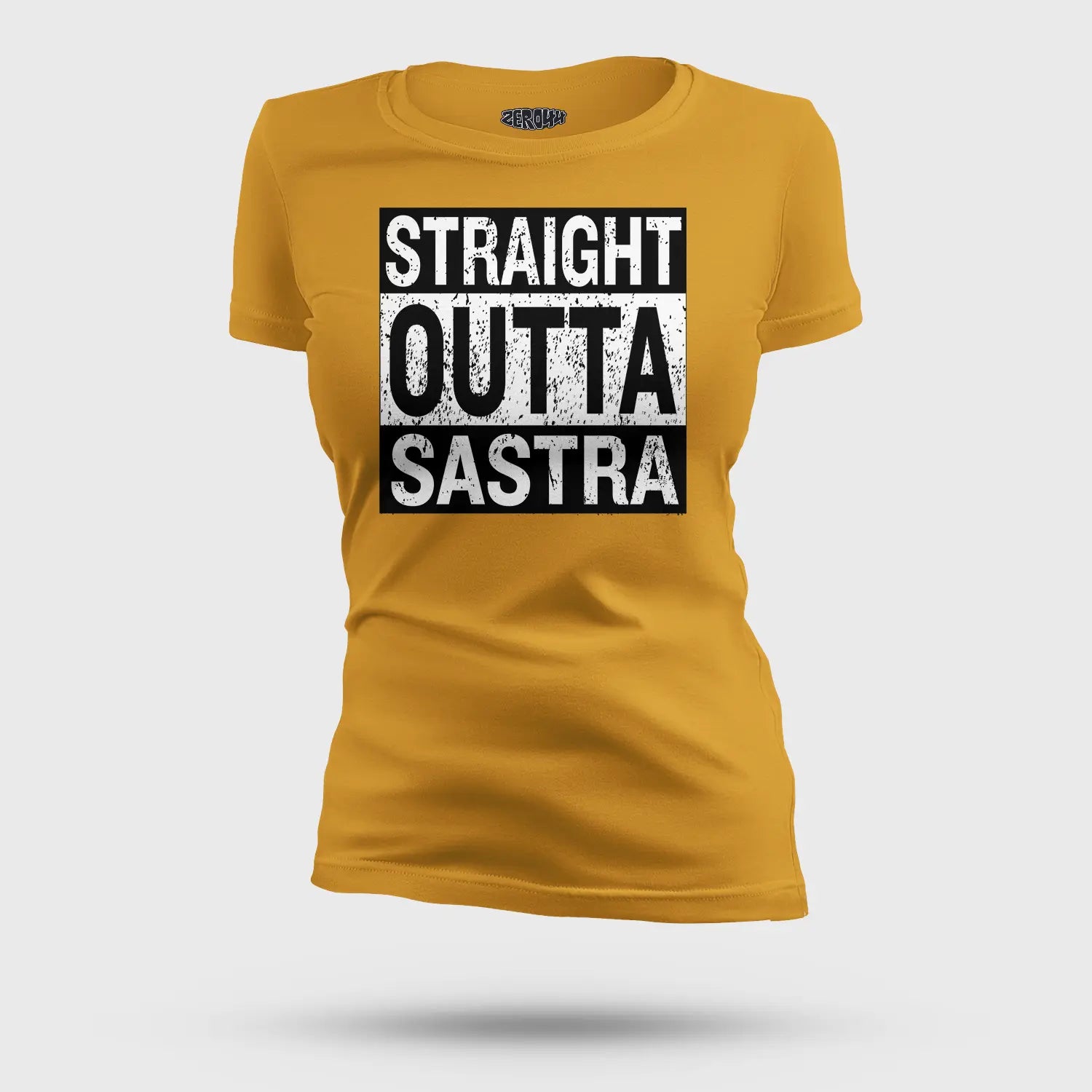 Straight Outta Sastra Women's T-Shirt in Mustard Yellow Color