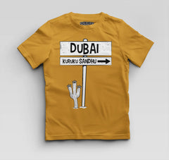 Dubai Kuruku Sandhu Boys Round Neck T-Shirt in Mustard Yellow Color