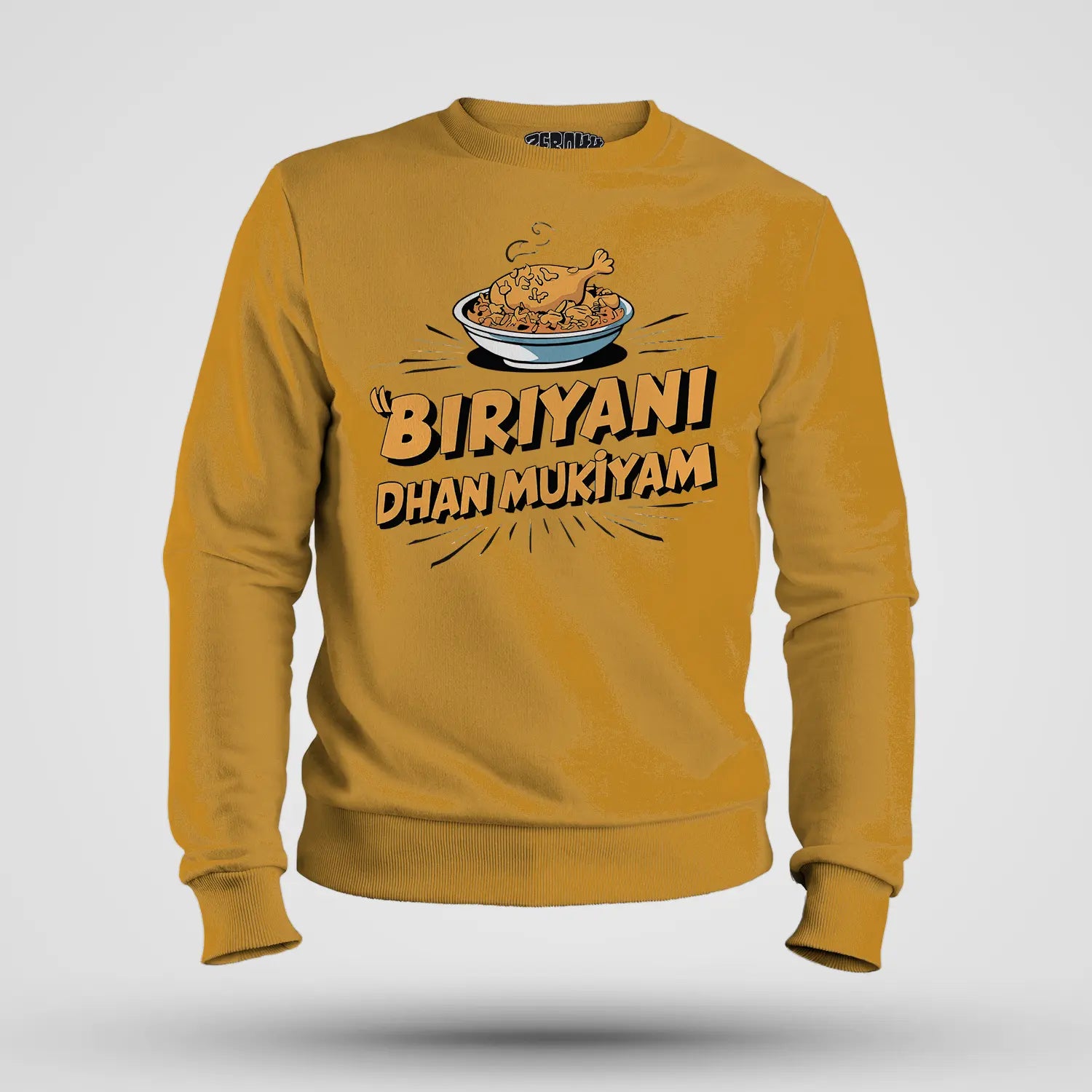 Biriyani Dhan Mukiyam Men/Unisex Sweatshirt in Mustard Yellow Color