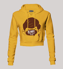 Be Happy Cool Down Cool Down Cool Down Women's Crop Hoodies in Mustard Yellow Color