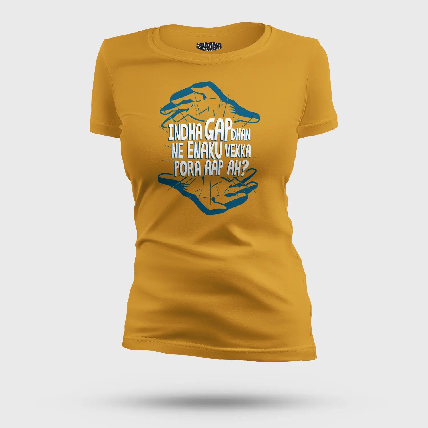 Indha Gap Dhan Ne Enaku Vekka Pora Aap Ah? Women's T-Shirt in Mustard Yellow Color