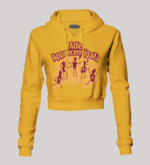 Ade Apprecentingala Women's Crop Hoodies in Mustard Yellow Color