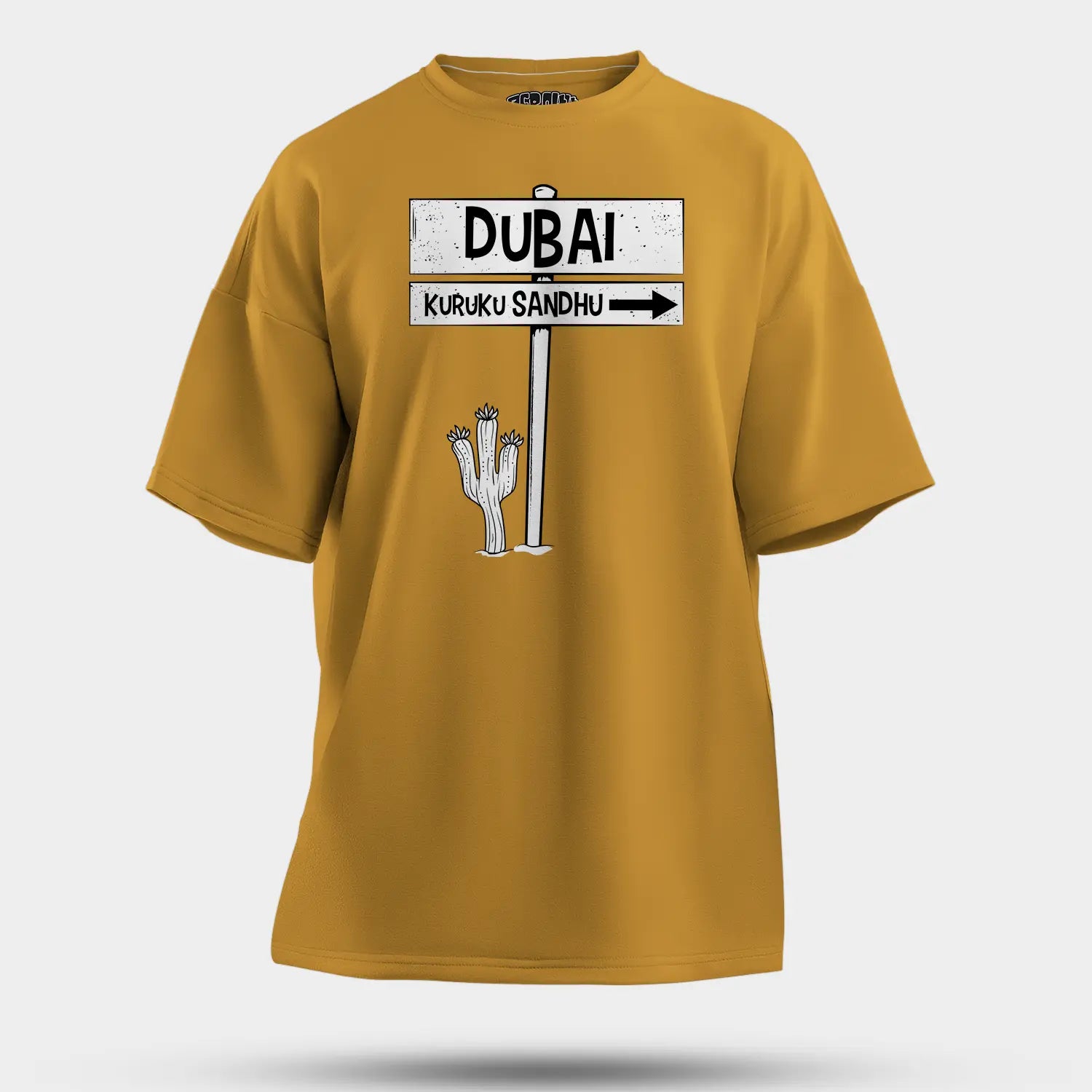 Dubai Kuruku Sandhu Men/Unisex Oversized T-Shirt in Mustard Yellow Color
