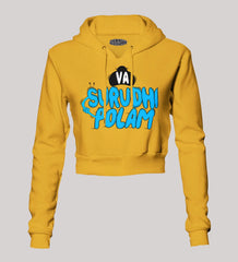 Va Surudhi Polam Women's Crop Hoodies in Mustard Yellow Color