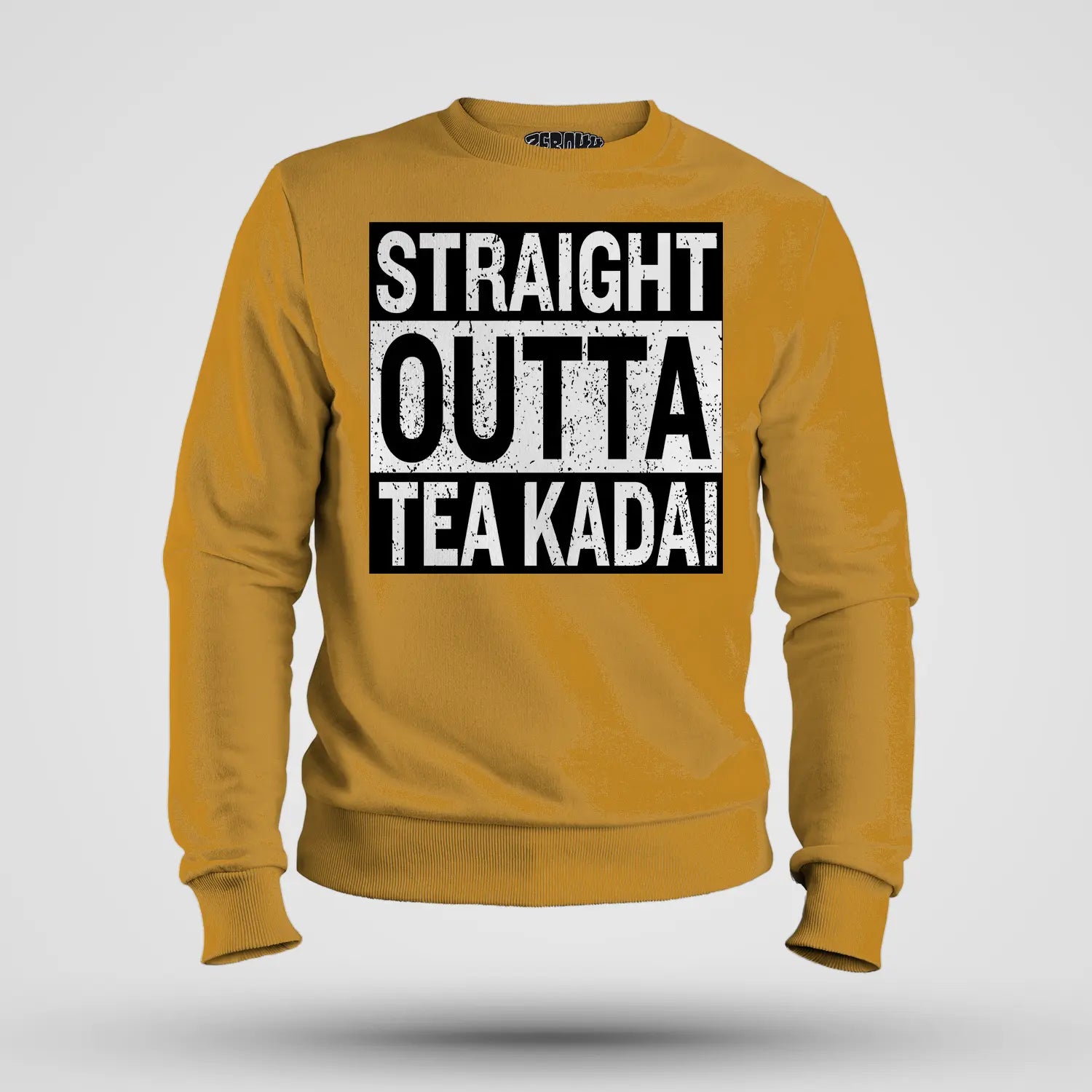 Straight Outta Tea Kadai Men/Unisex Sweatshirt in Mustard Yellow Color