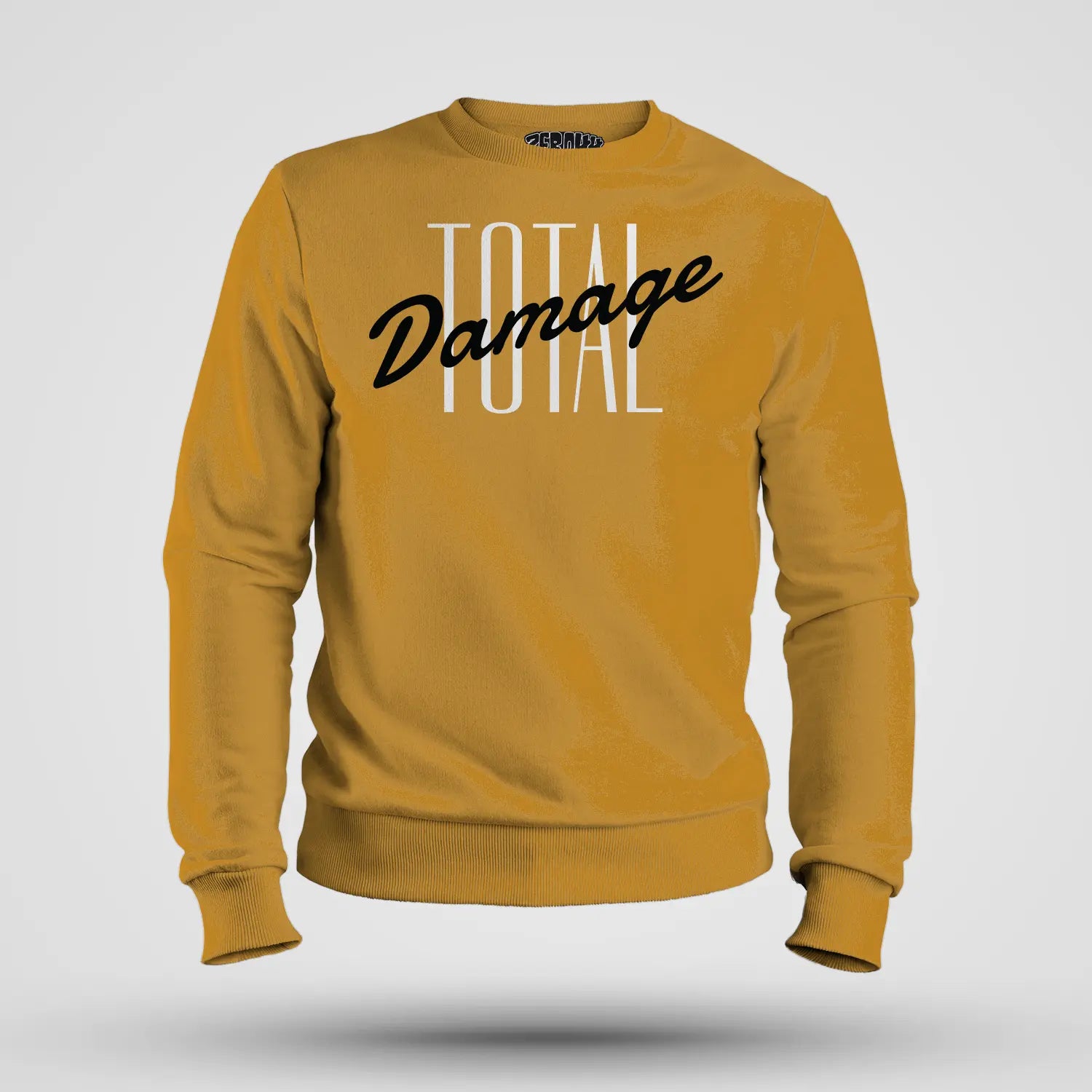 Total Damage Men/Unisex Sweatshirt in Mustard Yellow Color
