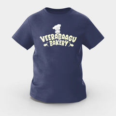 Veerabaagu Bakery Girls Round Neck T-Shirt in Navy Blue Color