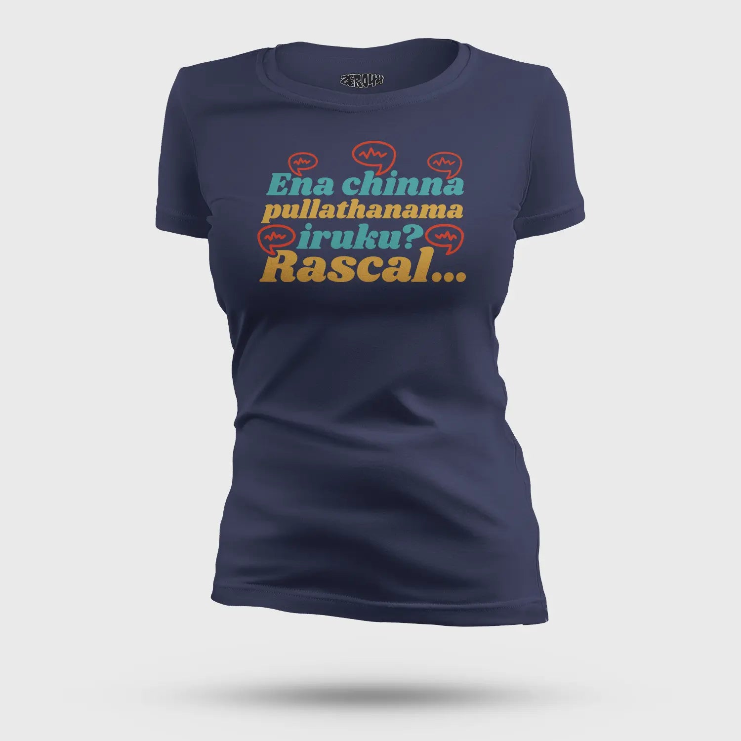 Ena Chinna Pulla Thanama Iruku Rascal Women's T-Shirt in Navy Blue Color