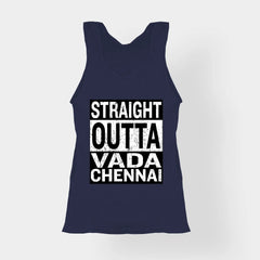 Straight Outta Vada Chennai Women's Tank Top in Navy Blue Color